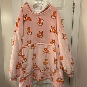 Cozy Pink Corgi Print Poncho